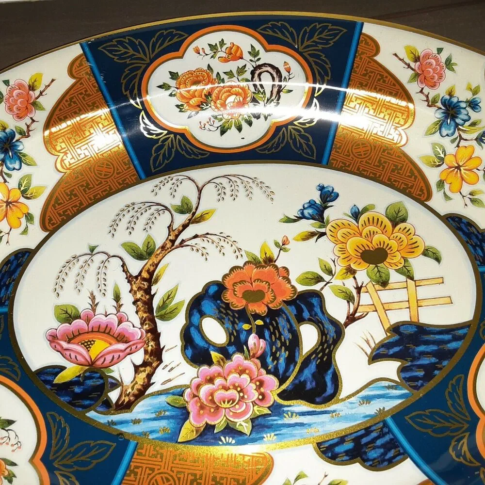 Vintage Daher Decorated Ware Wall Decor Asian Inspired Bold Colors